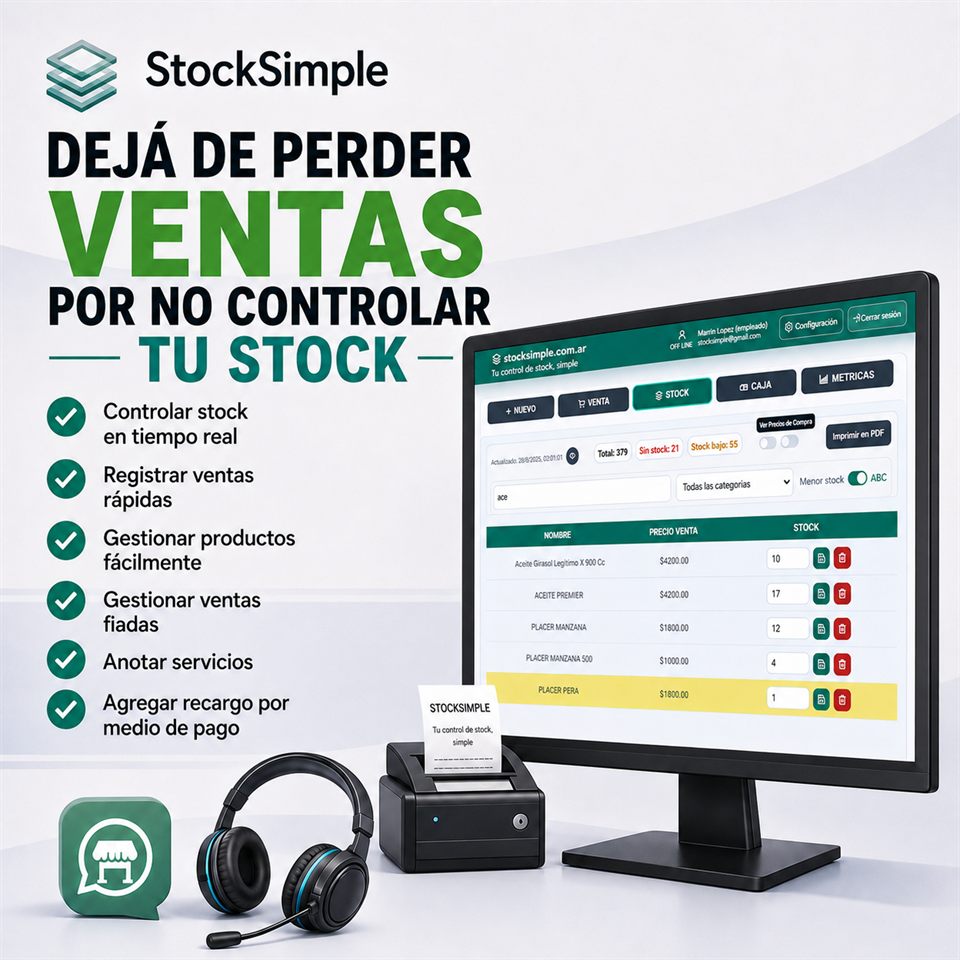 Sistema StockSimple para controlar ventas y stock de un kiosco