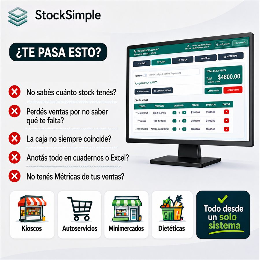 Problemas frecuentes al manejar stock, caja y ventas de un kiosco